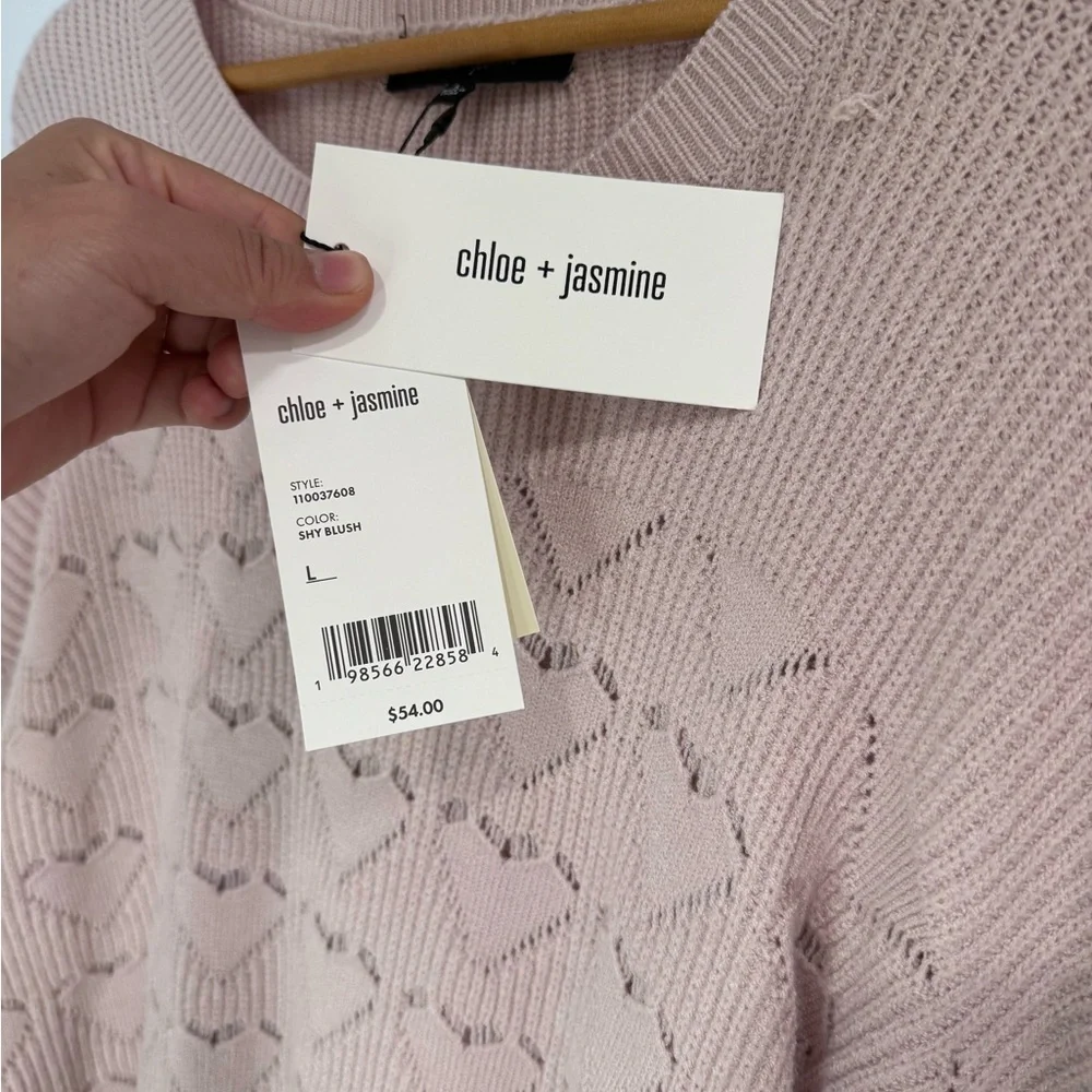 Elegant Pink Heart Knit Blouse